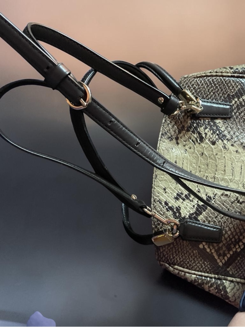 Coach Madison Kelsey Satchel – Grey/Black Snakeskin Embossed Leather - Picture 8 of 12